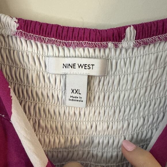 Nine West Women's Size XXL Maxi Babydoll Dress Lined Pink Floral Spring Easter - Picture 5 of 12